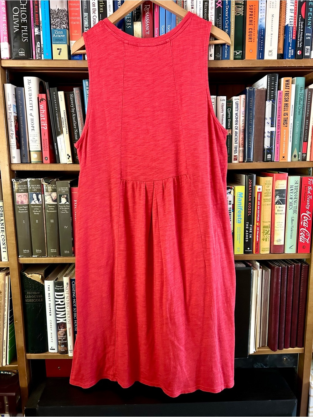 J Jill Coral Red Sleeveless POCKETS Swing A-line Tank Dress, size L - Picture 10 of 10